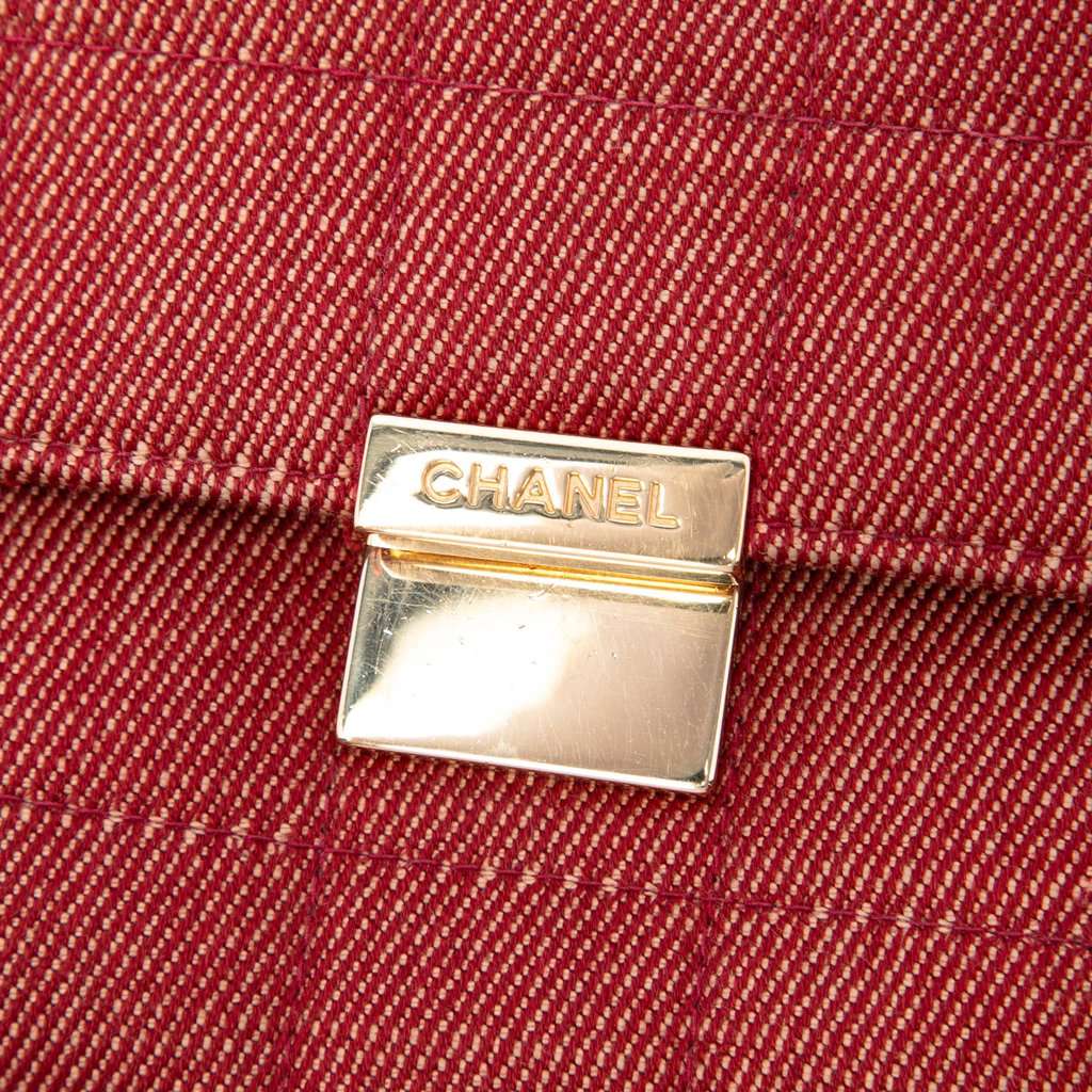 Chanel CC Choco Bar Denim Chain Flap Red Very good condition - Box View