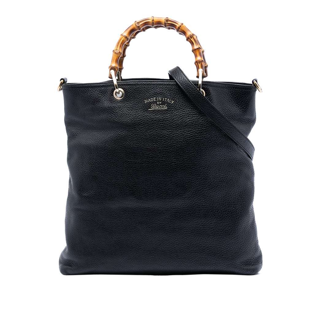 Gucci Tall Leather Bamboo Shopper Tote Black Leather Very good condition - Front View