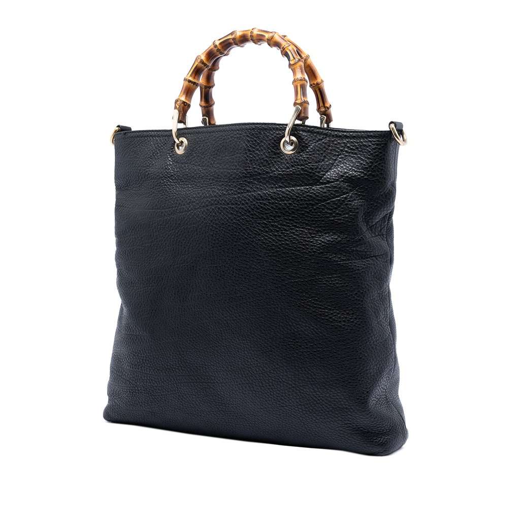 Gucci Tall Leather Bamboo Shopper Tote Black Leather Very good condition - Back View