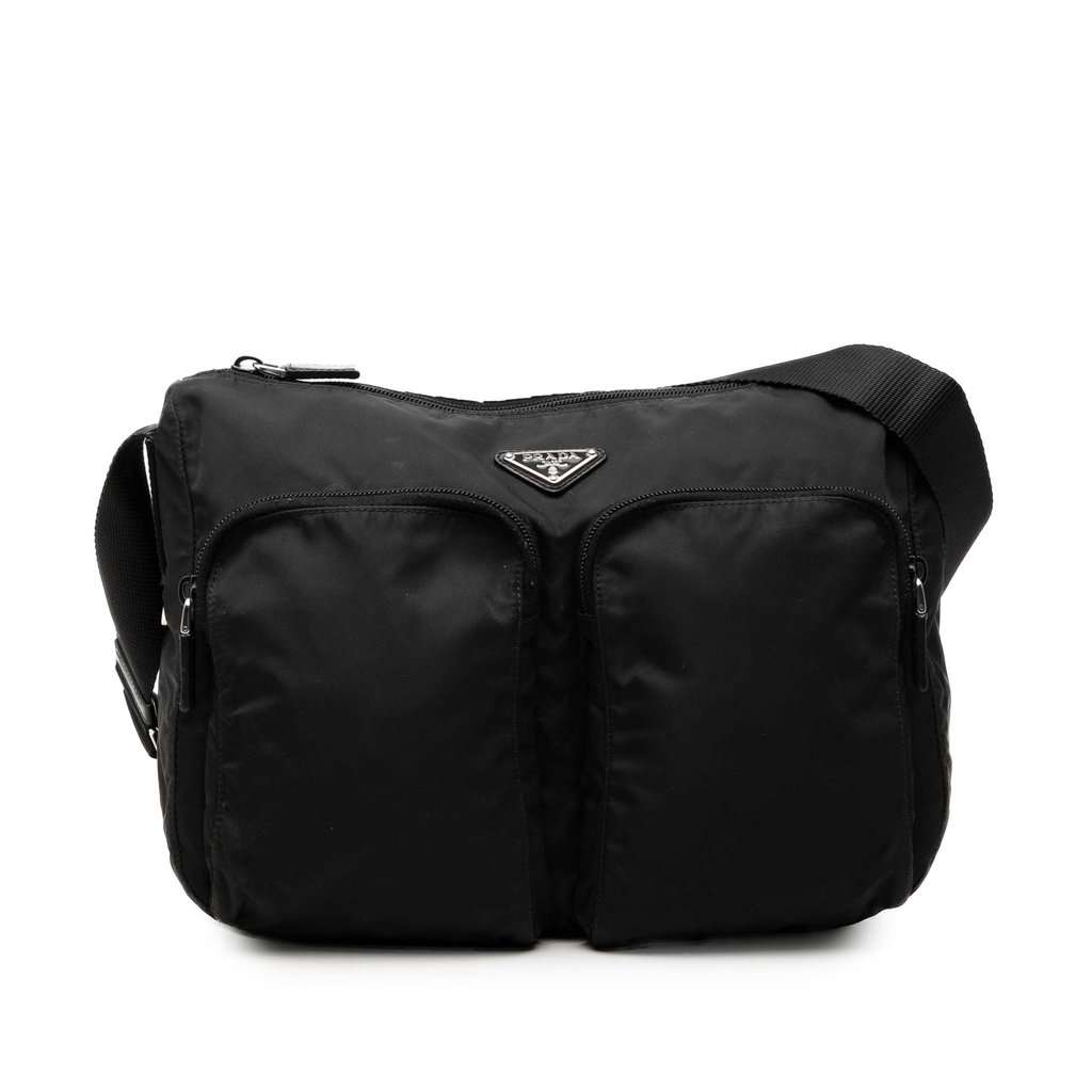 Prada Tessuto Zip Top Crossbody Black Very good condition - Front View