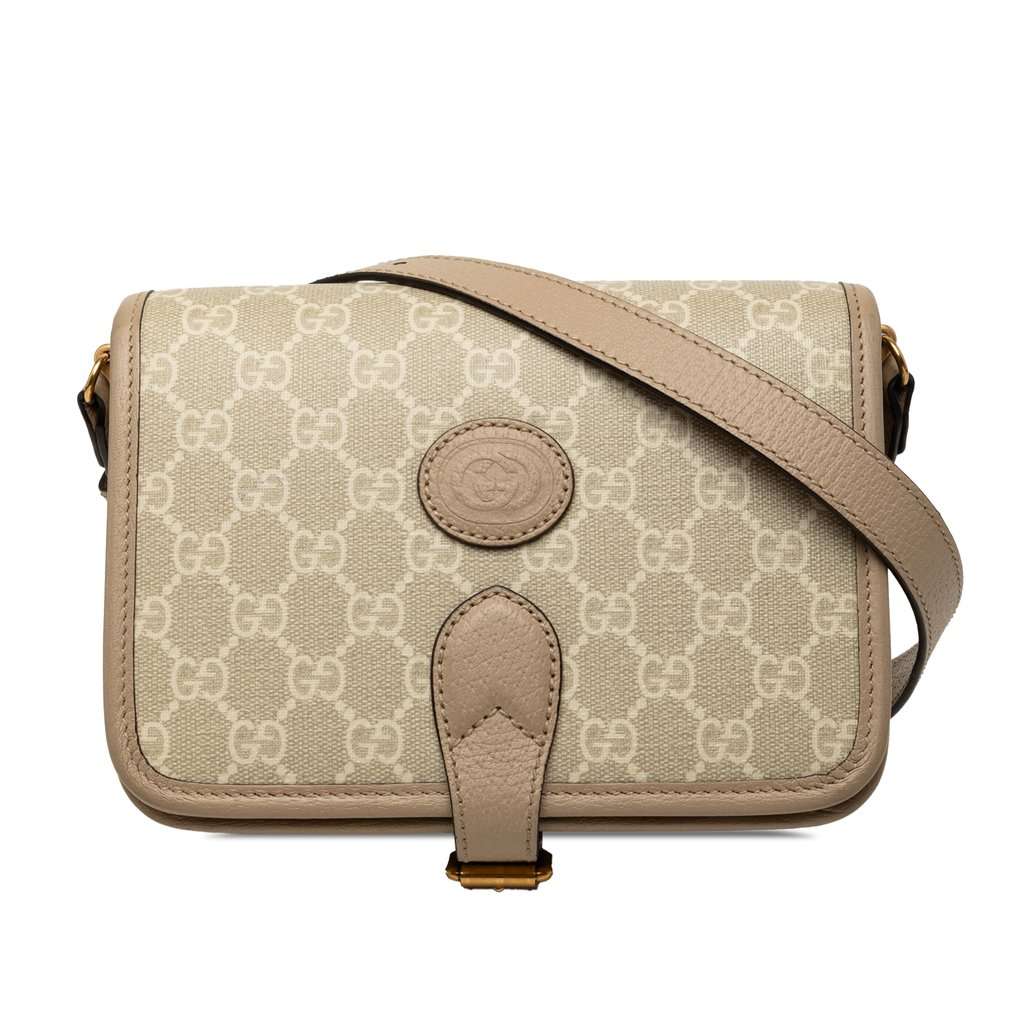 Gucci Mini GG Supreme Interlocking G Crossbody Beige Very good - Front View