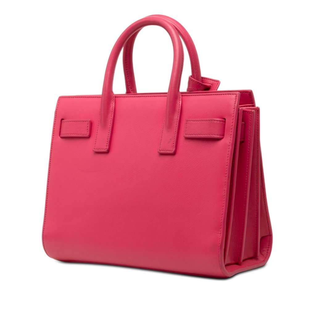 Saint Laurent Nano Leather Sac De Jour Satchel Pink Leather Very good - Back View