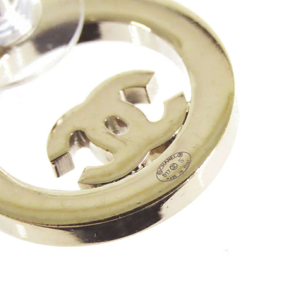 Chanel CC Gold Plated Strass Round Bullet Back Earrings Gold Metal Very good condition - Box View