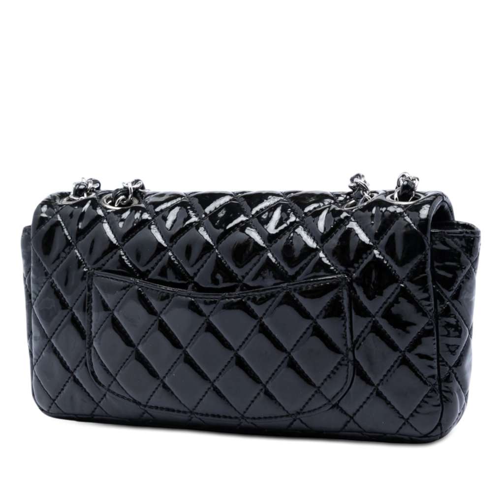 Chanel Quilted Patent East West Single Flap Black Leather Very good condition - Back View