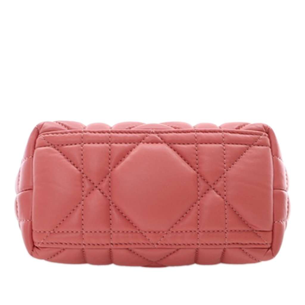 Dior Small Calfskin Macrocannage Diortravel Nomad Pouch Pink Leather Very good condition - Box View