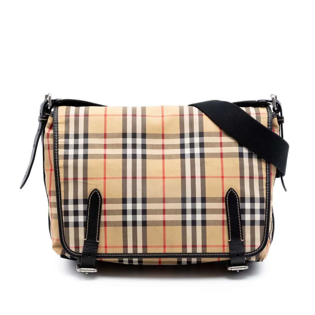 Burberry House Check Canvas Messenger Bag Beige Very good - Front View
