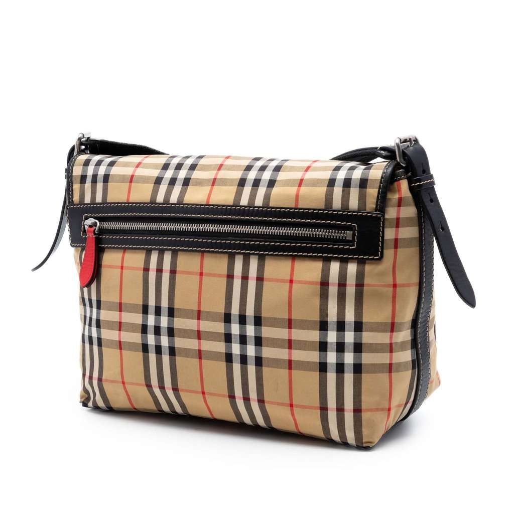 Burberry House Check Canvas Messenger Bag Beige Very good - Back View