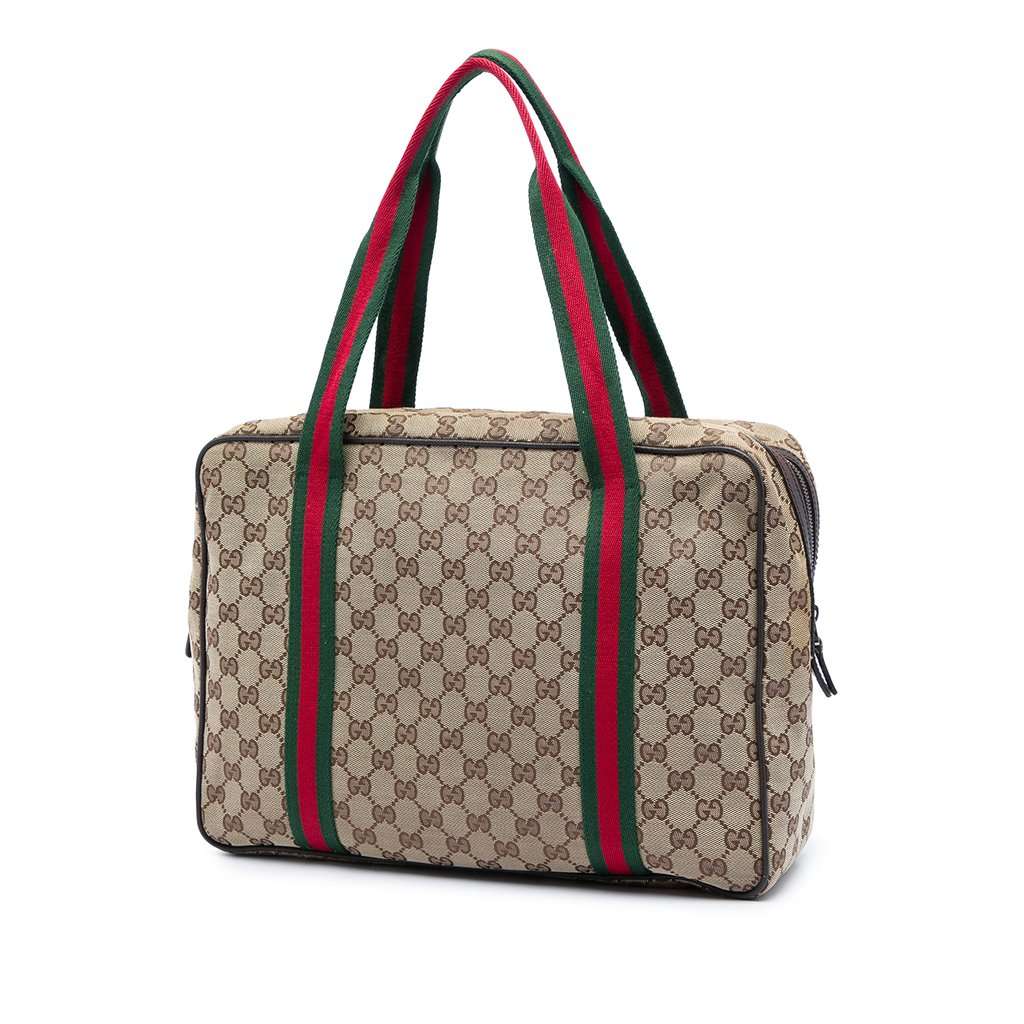 Gucci GG Canvas Web Business Bag Beige Very good - Back View
