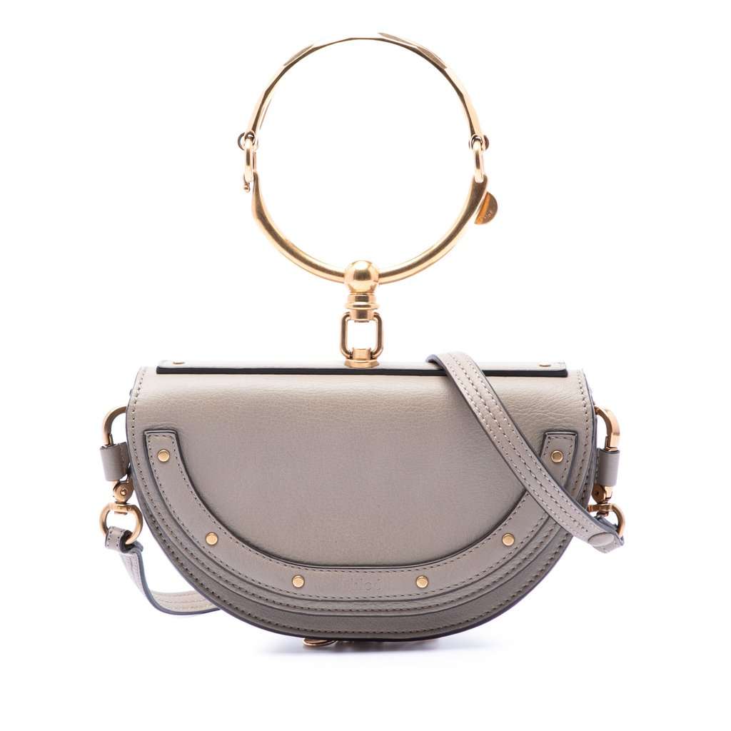 Chloé Mini Calfskin Nile Bracelet Satchel Grey Leather Very good - Front View