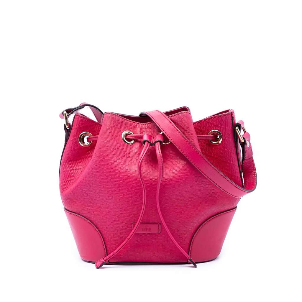 Gucci Diamante Leather Bright Bucket Bag Pink Leather Very good - Front View