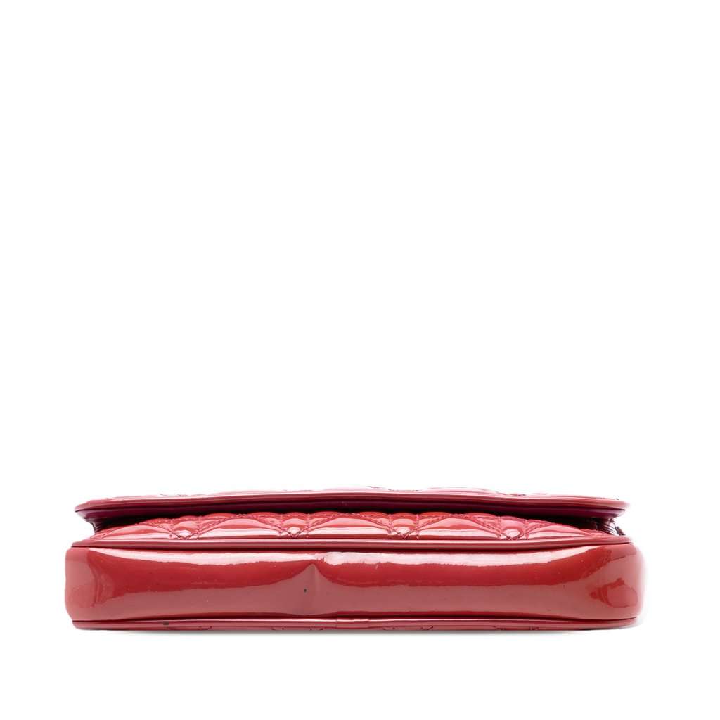 Dior Patent Cannage Lady Dior Wallet On Chain Red Leather Very good condition - Inside View