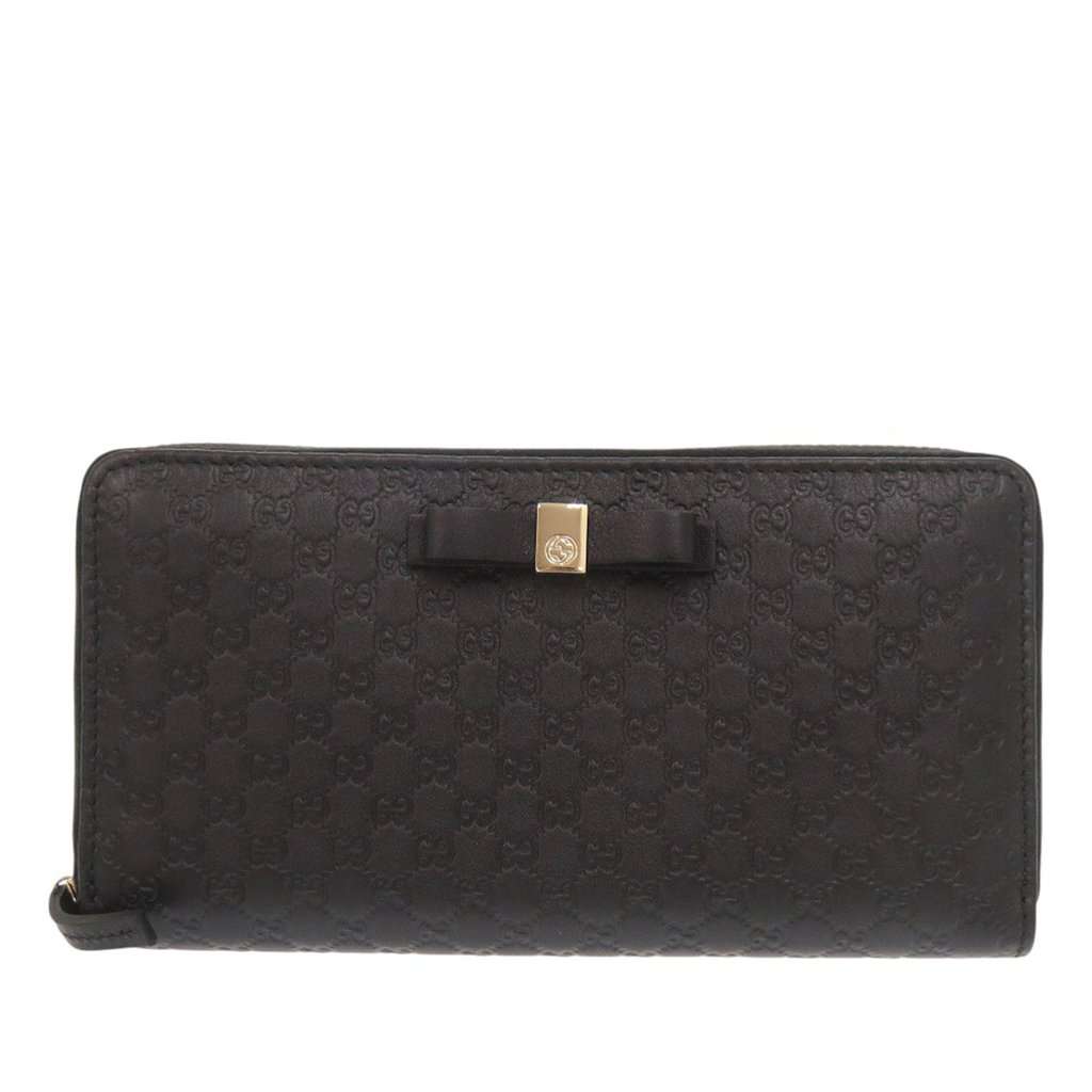 Gucci Microguccissima Zip Around Long Wallet Black Leather Very good condition - Front View