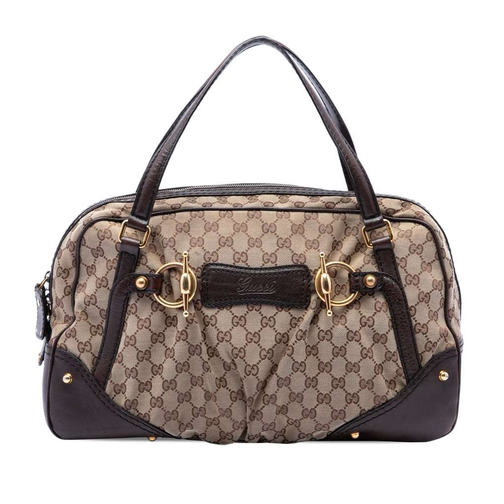 Gucci GG Canvas Jockey Boston Bag Beige Very good condition - Front View