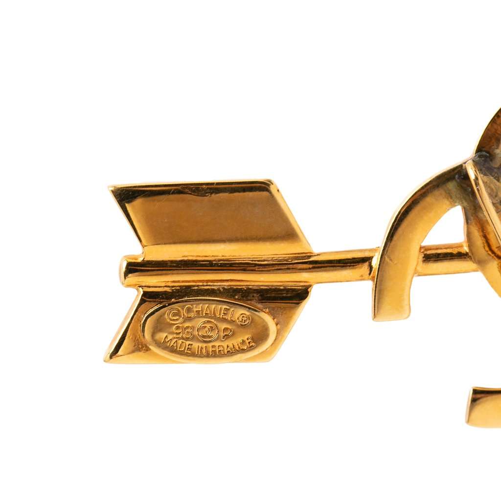 Chanel CC Gold Plated Arrow Pin Brooch Gold Metal Very good condition - Inside View