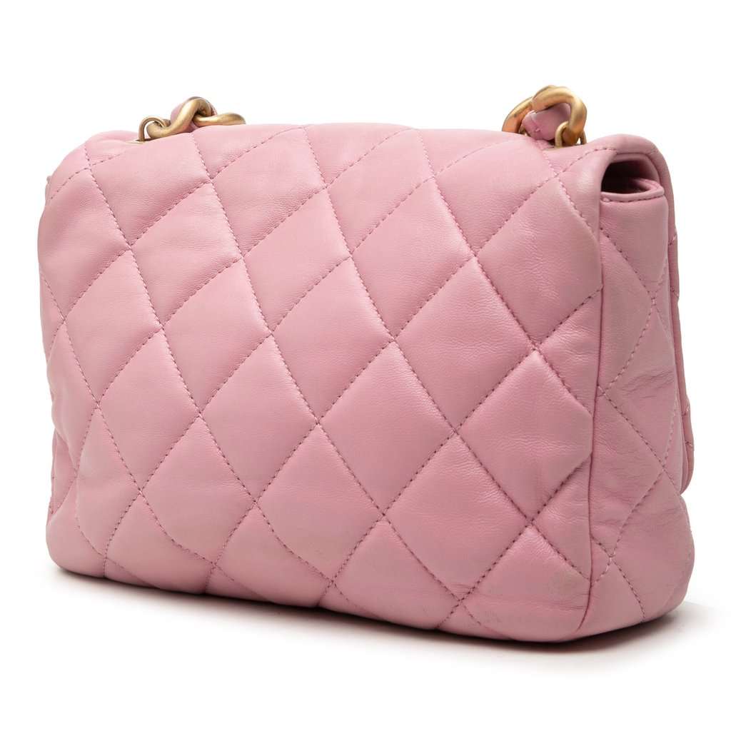 Chanel Small Quilted Lambskin Candy Chain Flap Pink Leather Very good - Back View