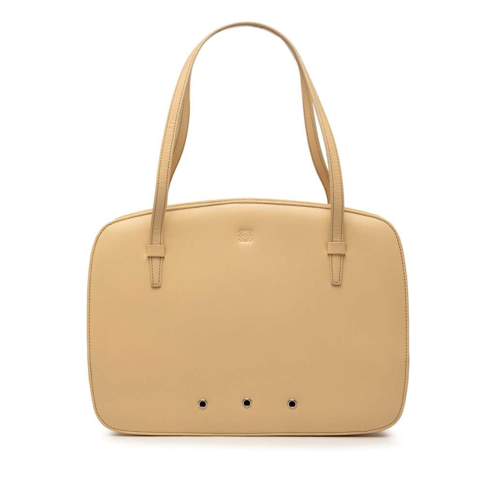 Loewe Leather Anagram Handbag Beige Leather Very good condition - Front View