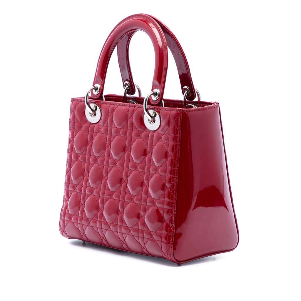 Dior Medium Patent Cannage Lady Dior Red Leather Very good condition - Back View