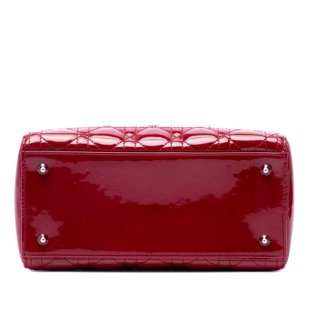Dior Medium Patent Cannage Lady Dior Red Leather Very good condition - Inside View