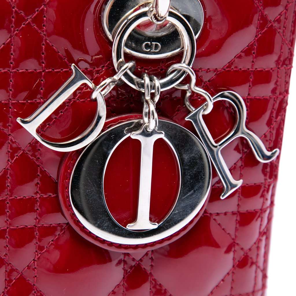 Dior Medium Patent Cannage Lady Dior Red Leather Very good condition - Box View