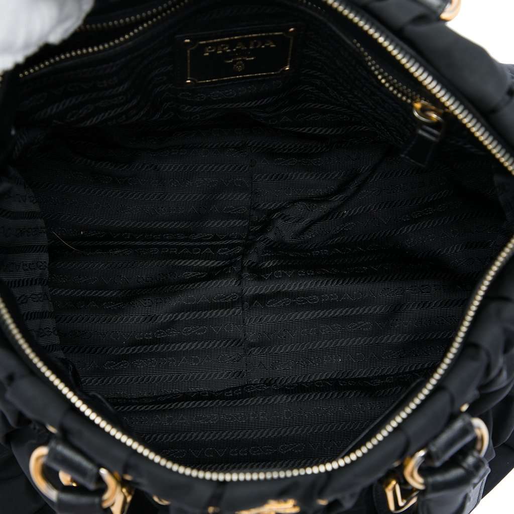 Prada Tessuto Gaufre Satchel Black Very good - Model View