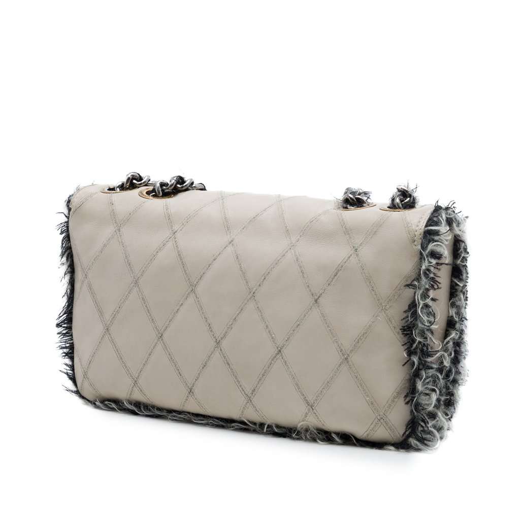 Chanel CC Quilted Lambskin Tweedy Flap Color MultiColor Leather Very good - Back View