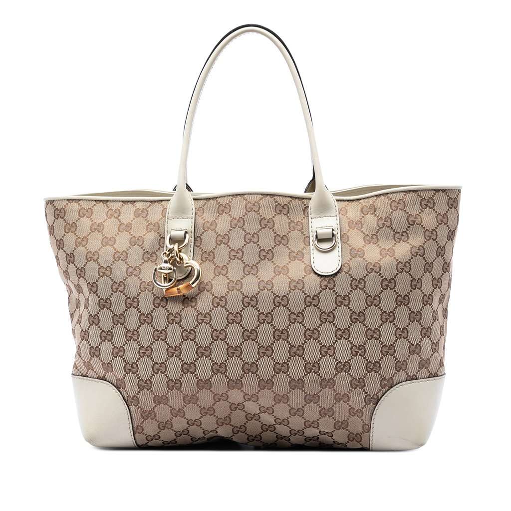 Gucci GG Canvas Heart Bit Tote Beige Very good - Front View