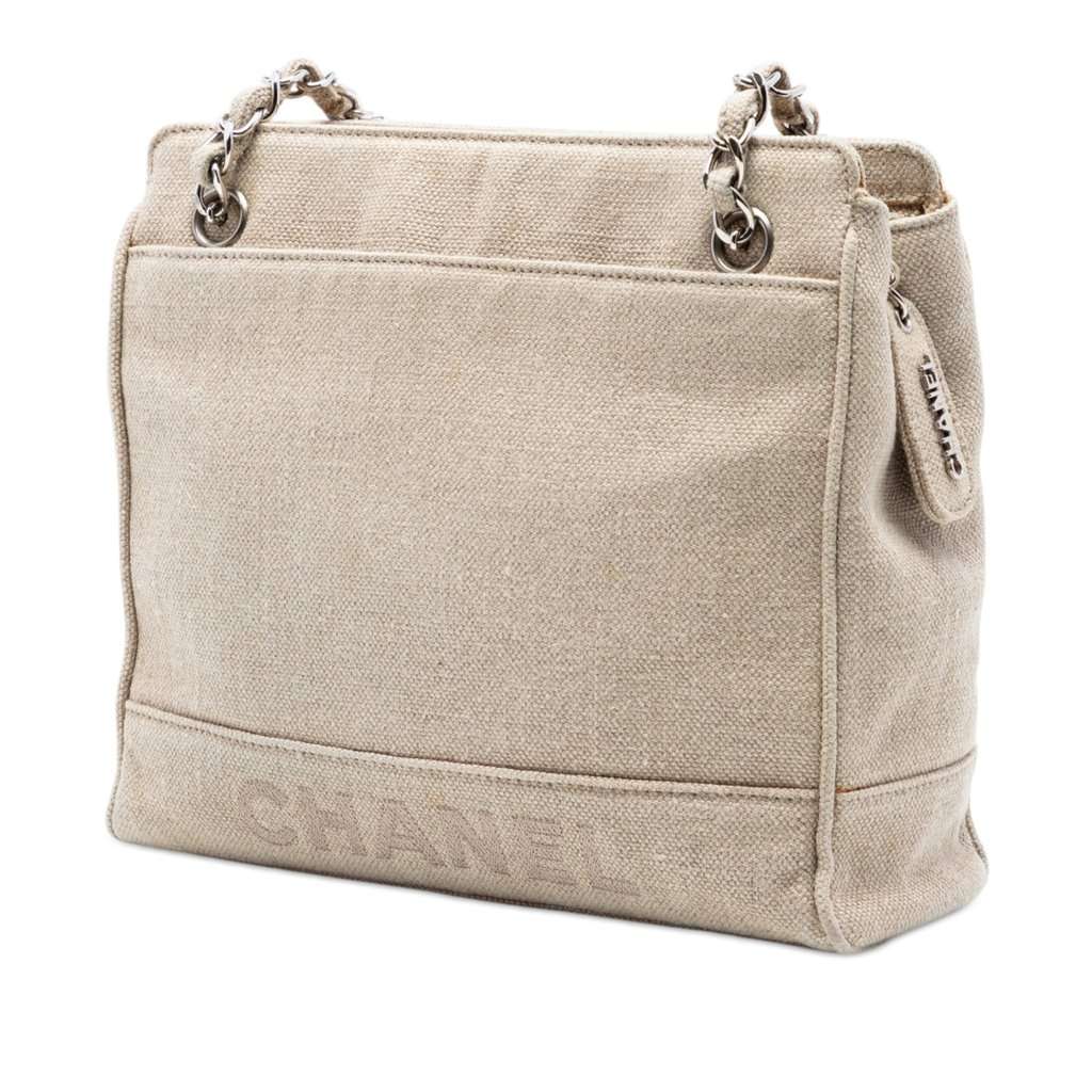 Chanel Petite Canvas Shopping Tote Beige Very good - Back View