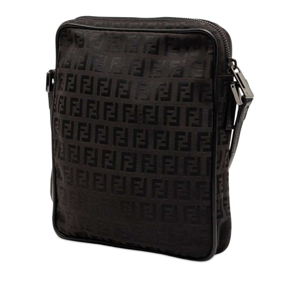 Fendi Zucchino Canvas Crossbody Black Very good condition - Back View