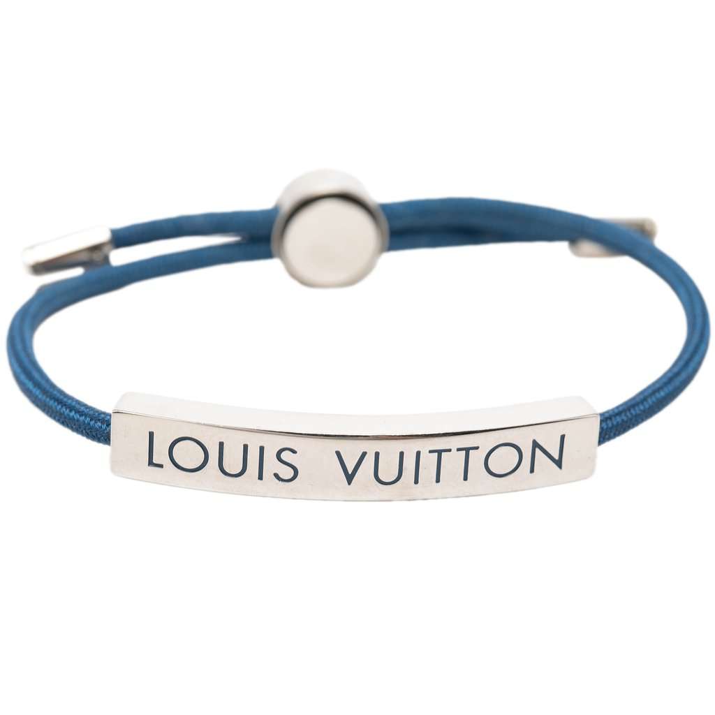 Louis Vuitton Nylon and Brass LV Space Bracelet Blue Very good condition - Box View