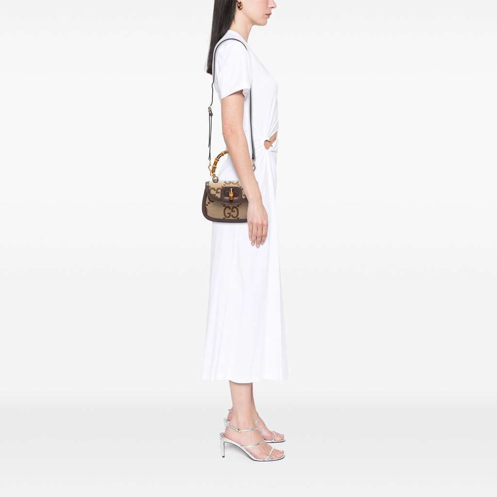 Gucci Small Jumbo GG Canvas Bamboo 1947 Top Handle Bag Beige Very good condition - Box View