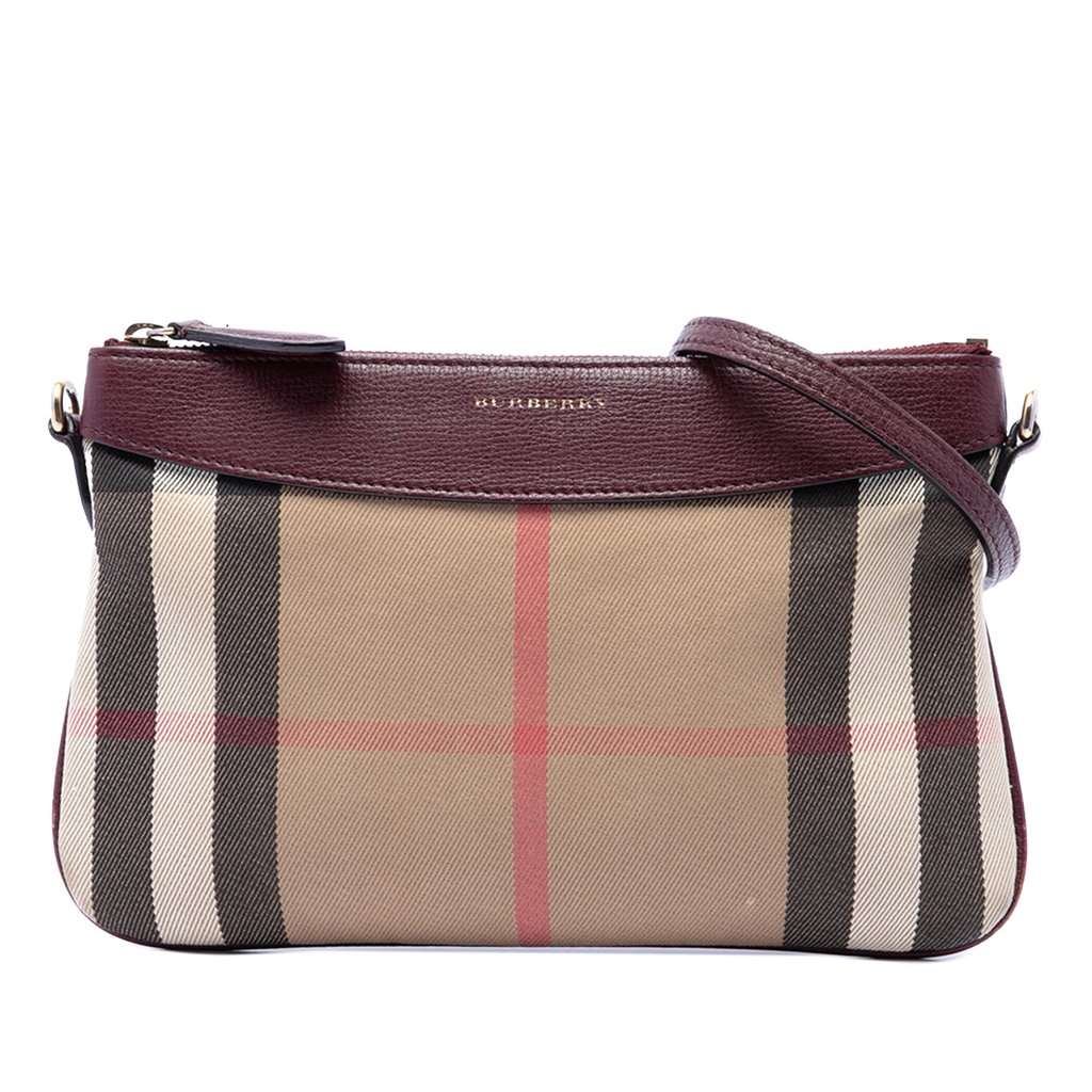 Burberry House Check Canvas Derby Peyton Crossbody Brown Very good - Front View