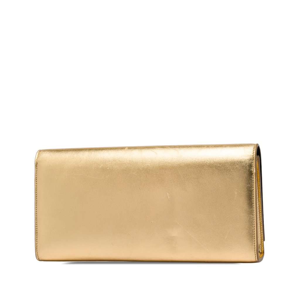 Saint Laurent Metallic Calfskin Cassandre Clutch Gold Leather Very good - Back View