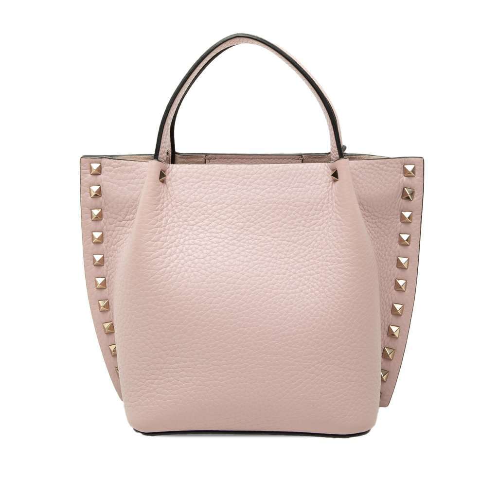 Valentino Small Leather Rockstud Satchel Pink Leather Very good - Front View