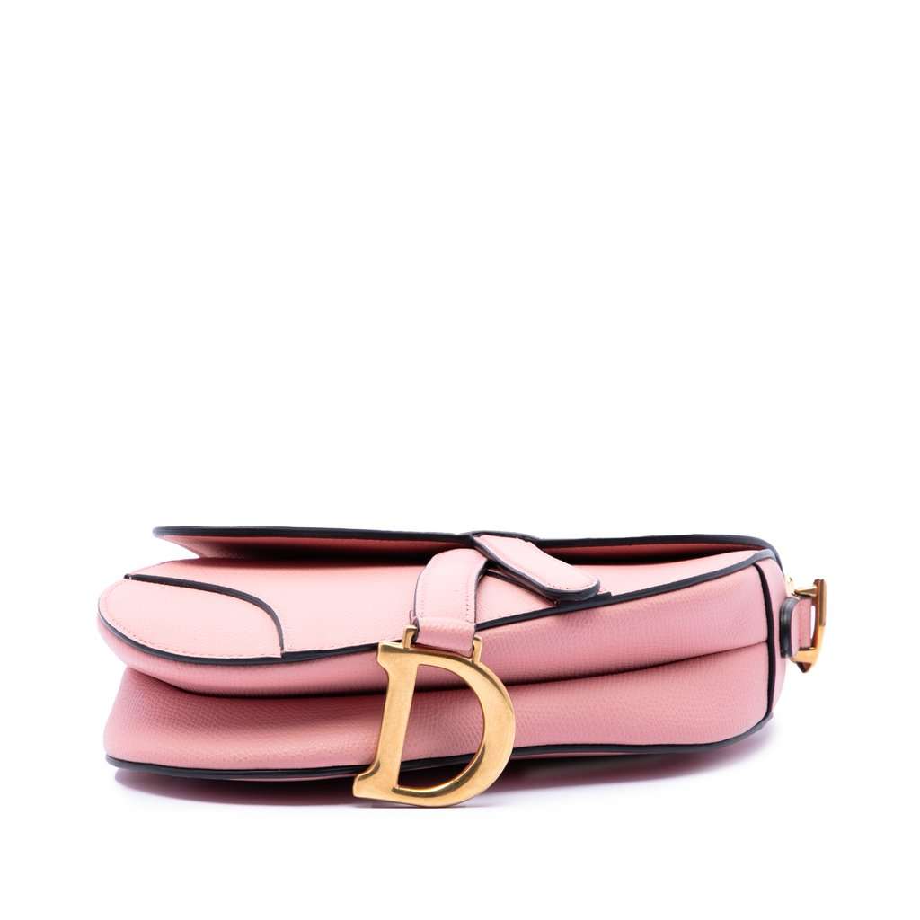 Dior Mini Grained Calfskin Saddle Bag Pink Leather Very good condition - Inside View