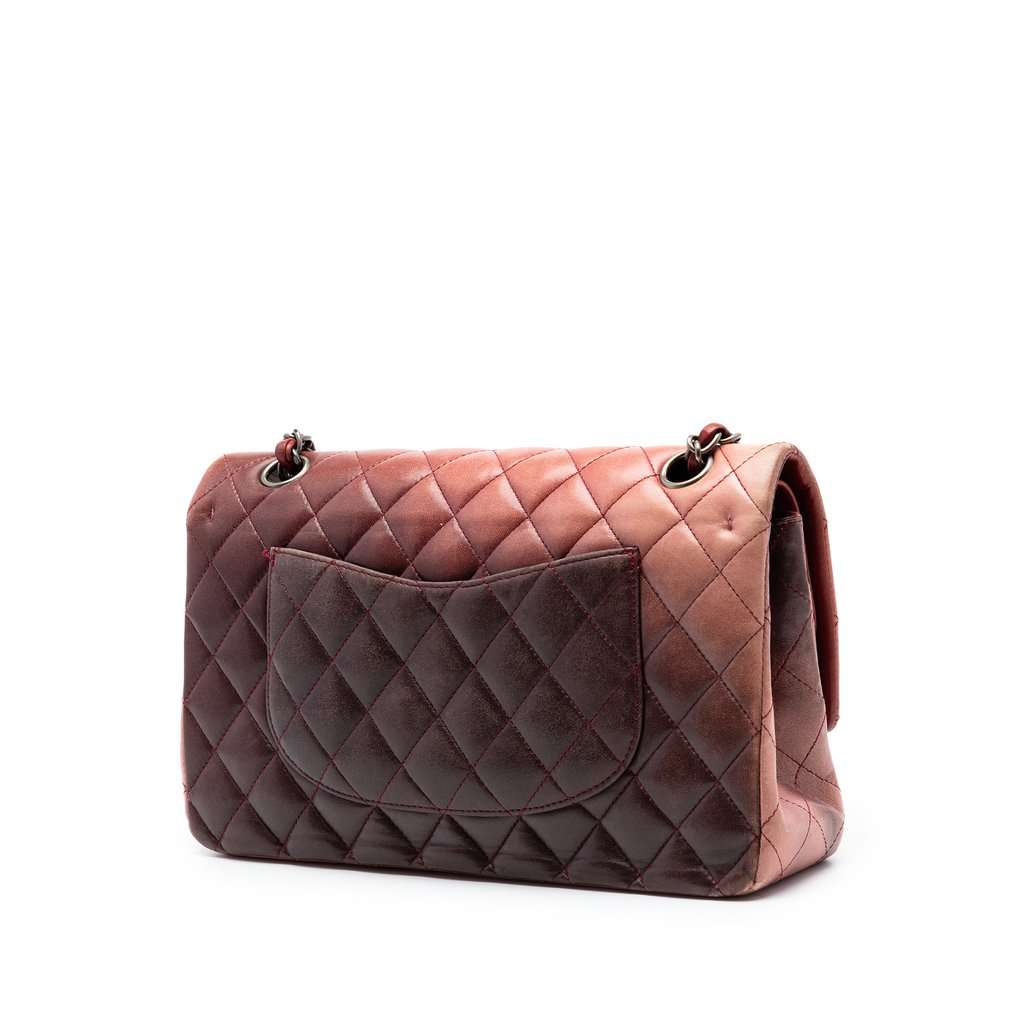 Chanel Medium Classic Lambskin Ombre Double Flap Orange Leather Very good condition - Back View