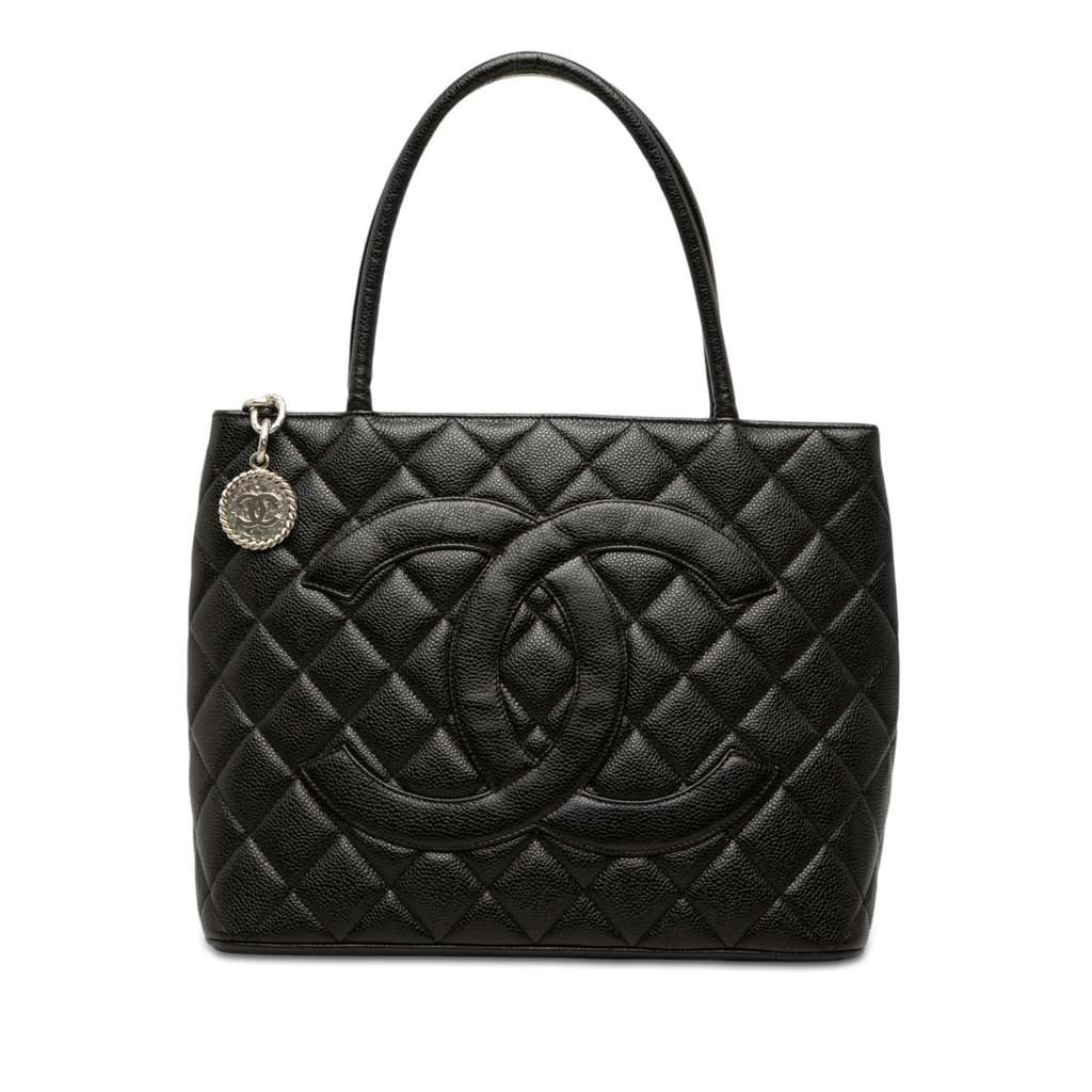 Chanel Caviar Medallion Tote Black Leather Very good condition - Front View