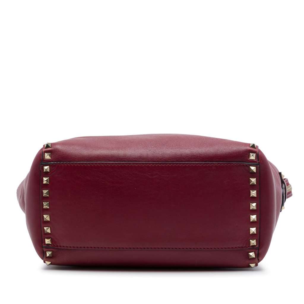 Valentino Medium Leather Rockstud Double Handle Tote Red Leather Very good - Inside View