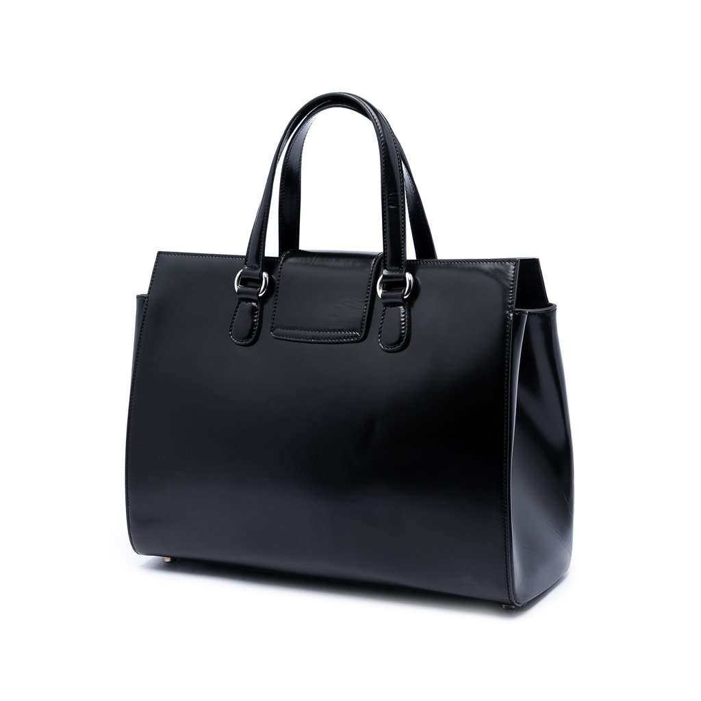 Gucci Large Smooth Calfskin Lady Lock Handbag Black Leather Very good - Back View