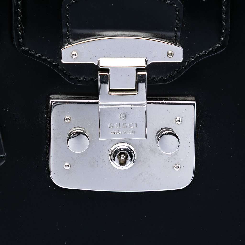 Gucci Large Smooth Calfskin Lady Lock Handbag Black Leather Very good - Box View