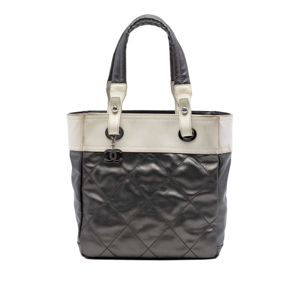 Chanel Small Bicolor Quilted Coated Canvas Paris Biarritz Tote MultiColor Very good condition - Front View