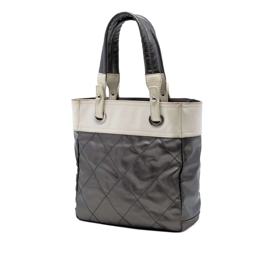 Chanel Small Bicolor Quilted Coated Canvas Paris Biarritz Tote MultiColor Very good condition - Back View