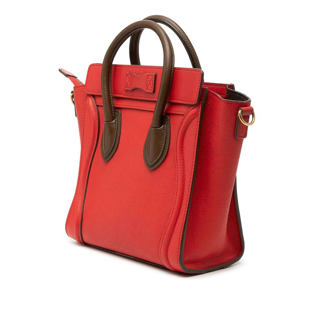 Celine Nano Bicolor Leather Luggage Tote Red Leather Very good condition - Back View