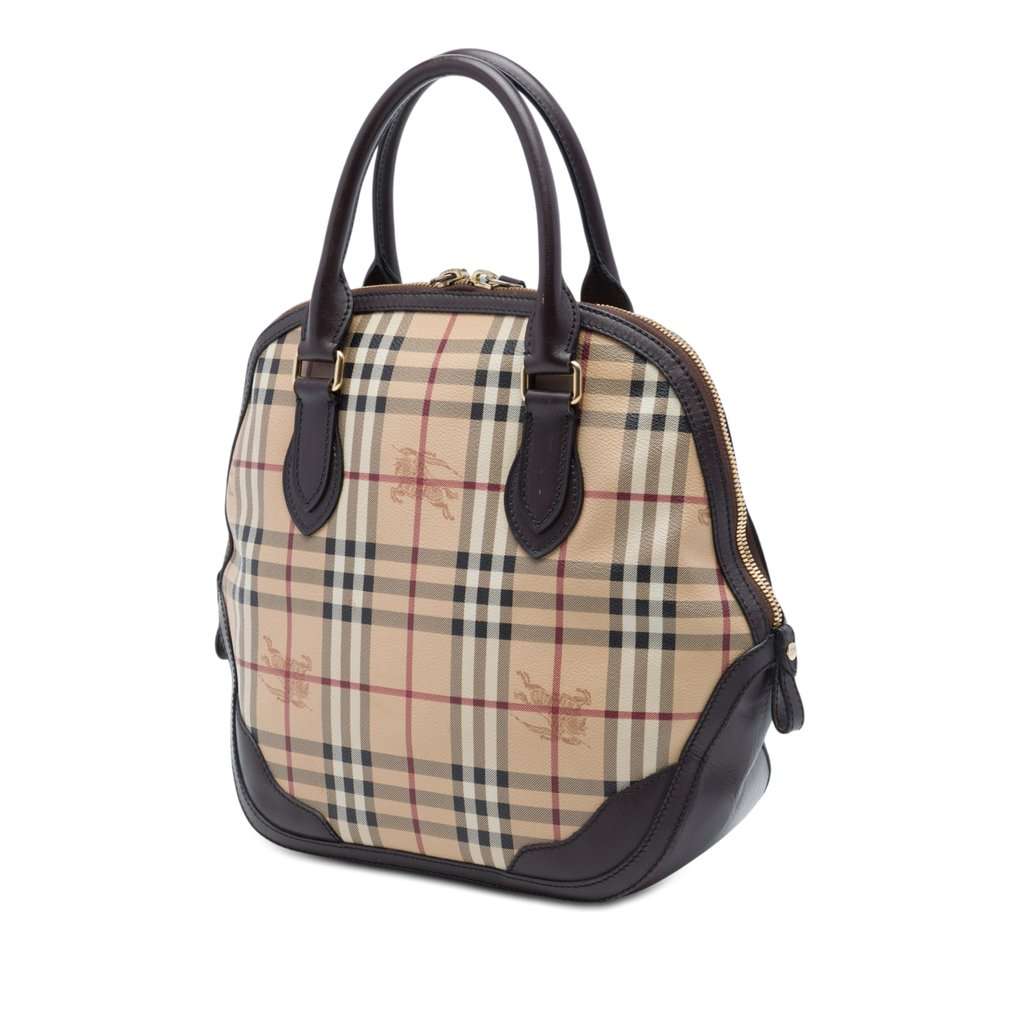 Burberry Medium Haymarket Check Coated Canvas Orchard Bowling Bag Beige Very good - Back View