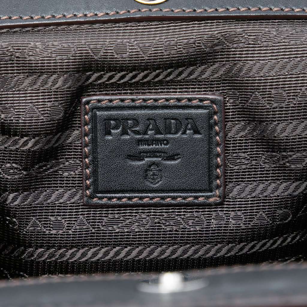 Prada Canvas Canapa Logo Frame Pouch Brown Very good condition - Box View