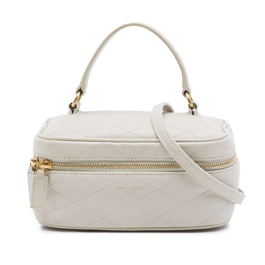 Saint Laurent Mini Quilted Lambskin Gaby Vanity Bag White Leather Very good - Front View