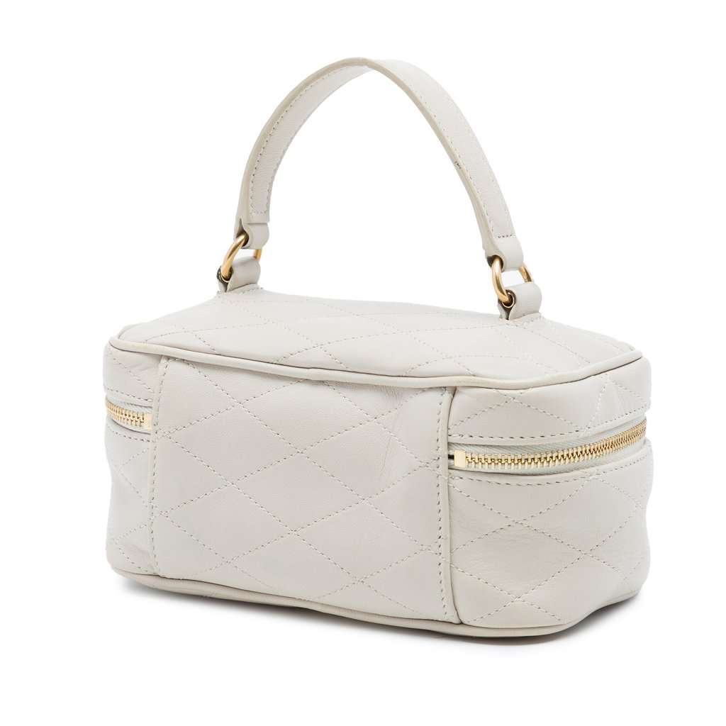 Saint Laurent Mini Quilted Lambskin Gaby Vanity Bag White Leather Very good - Back View