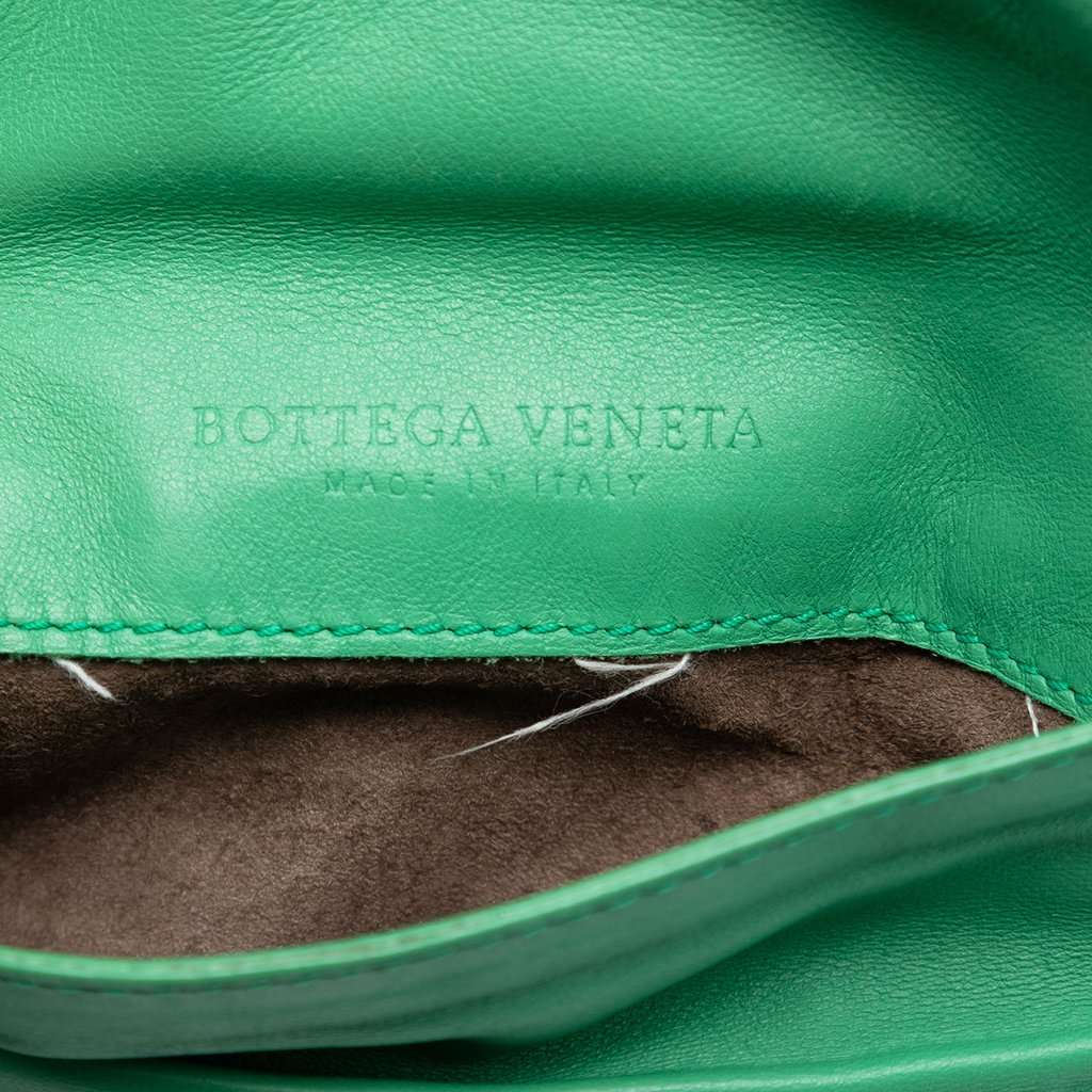 Bottega Veneta Mini Nappa Intrecciato Expandable Chain Flap Crossbody Green Leather Very good condition - Box View