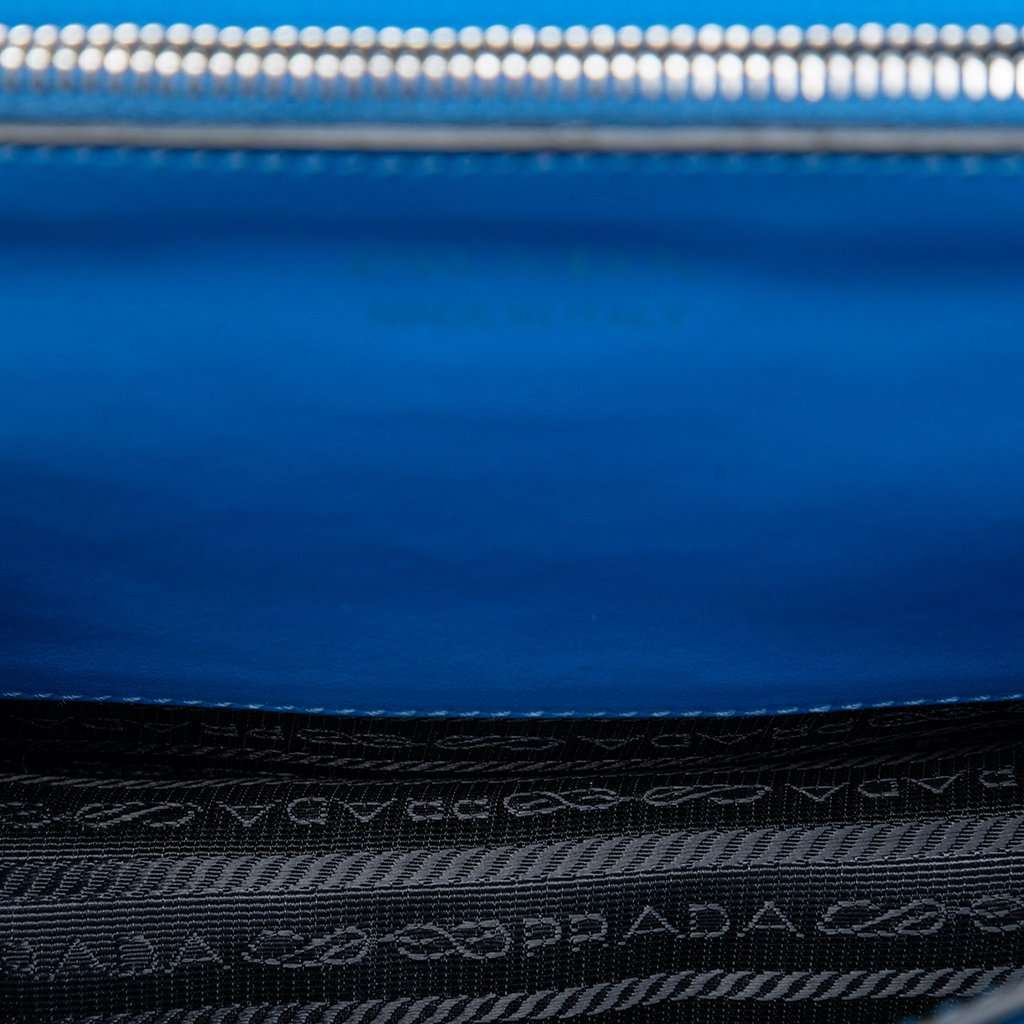 Prada City Calf and Saffiano Studded Elektra Crossbody Blue Leather Very good condition - Model View