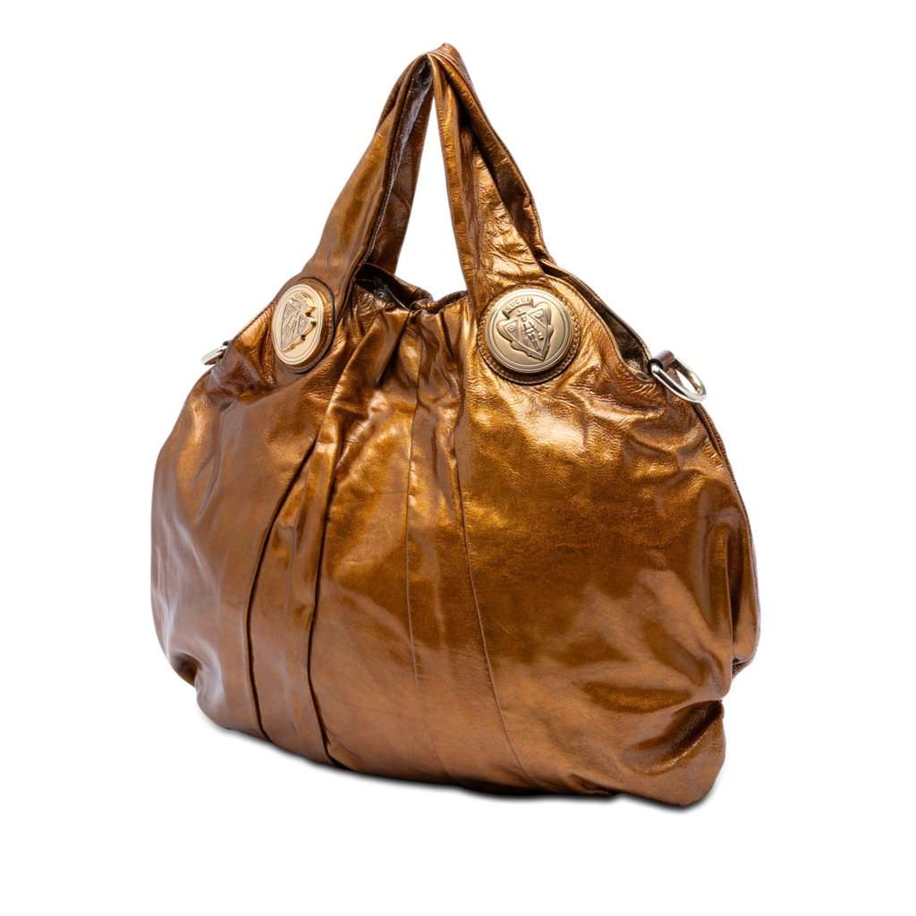 Gucci Large Patent Hysteria Satchel Gold Leather Very good - Back View