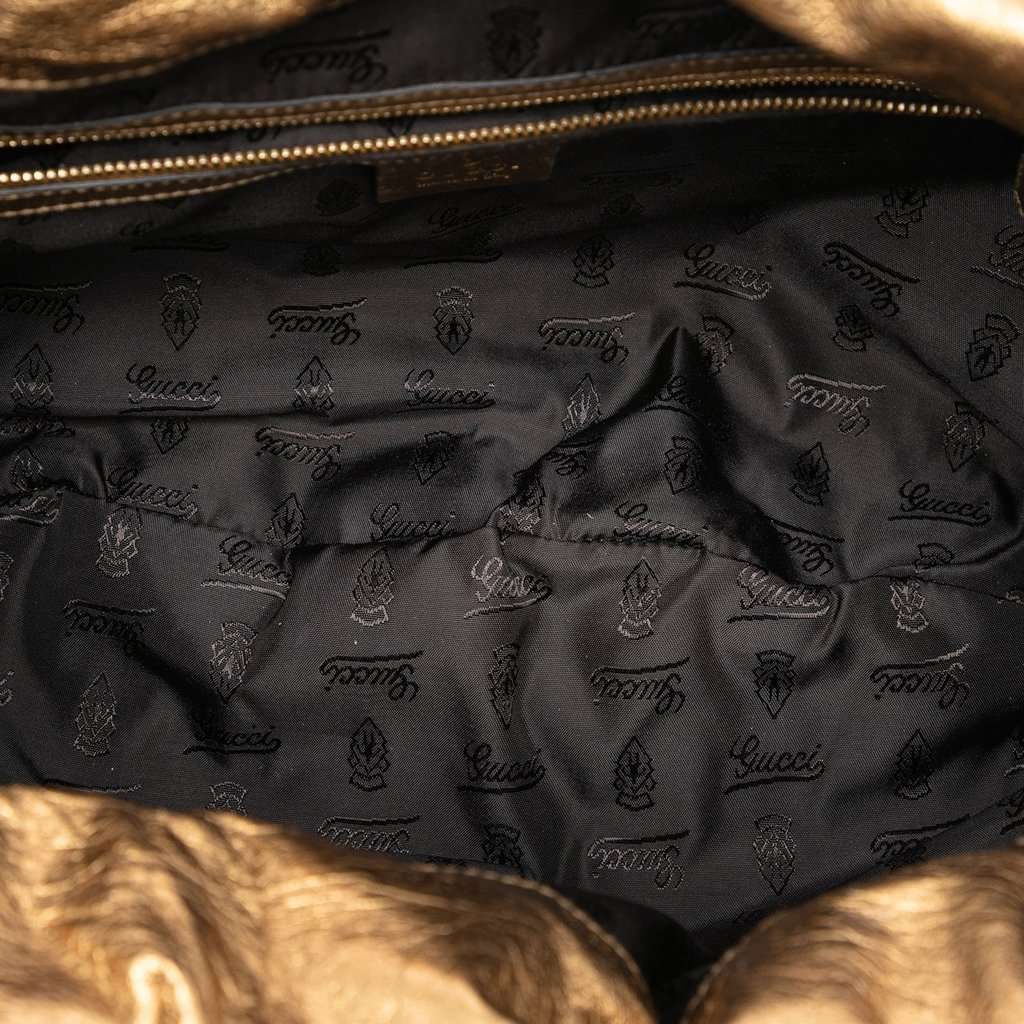Gucci Large Patent Hysteria Satchel Gold Leather Very good - Model View
